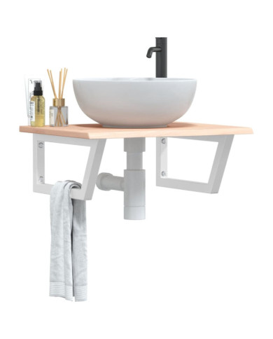 Étagère de vasque murale acier et bois de chêne massif | Mobilier & Déco