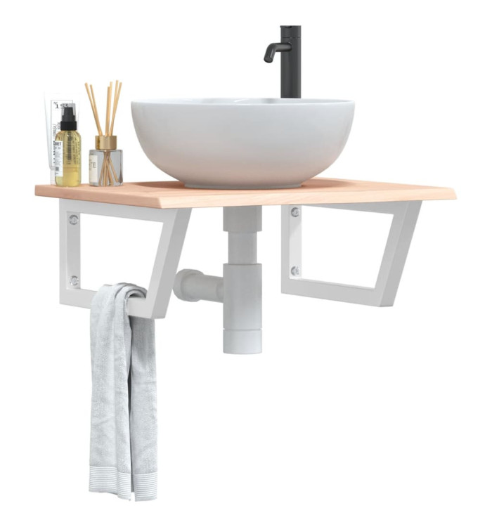 Étagère de vasque murale acier et bois de chêne massif | Mobilier & Déco