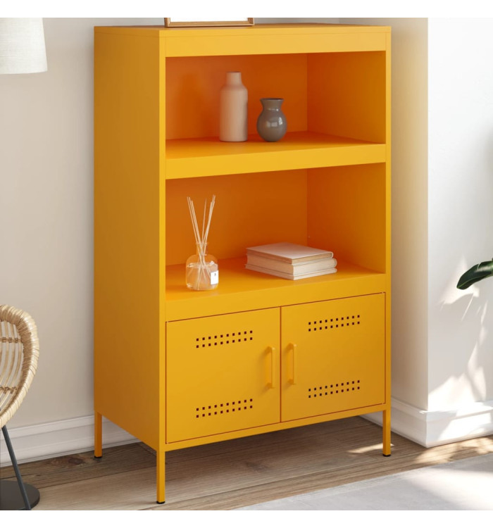 Buffet haut jaune moutarde 68x39x113 cm acier | Mobilier & Déco