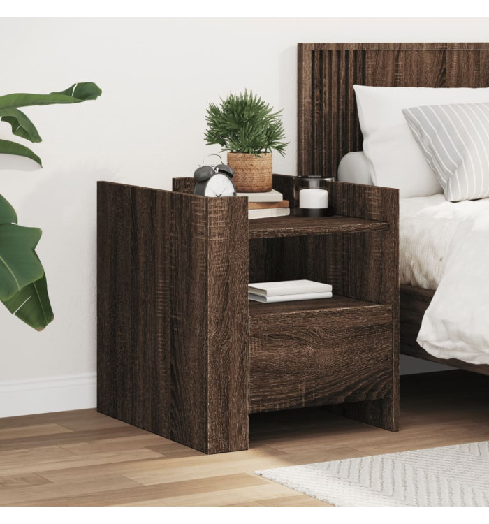 Table de chevet chêne marron 45x50x50 cm bois d’ingénierie | Mobilier & Déco