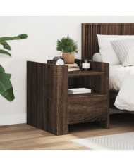 Table de chevet chêne marron 45x50x50 cm bois d’ingénierie | Mobilier & Déco