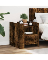 Table de chevet chêne fumé 45x50x50 cm bois d'ingénierie | Mobilier & Déco
