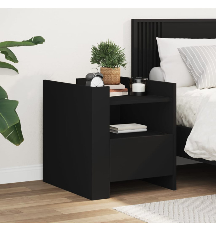 Table de chevet noir 45x50x50 cm bois d’ingénierie | Mobilier & Déco