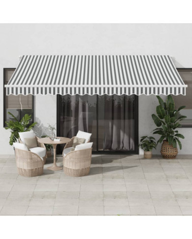 Auvent manuel rétractable avec LED anthracite blanc 450x350 cm | Mobilier & Déco