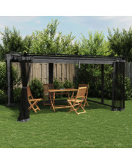Tonnelle avec parois en filet anthracite 4x3 m acier | Mobilier & Déco
