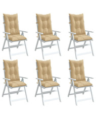 Coussins de chaise à dossier haut lot de 6 beige mélangé tissu | Mobilier & Déco