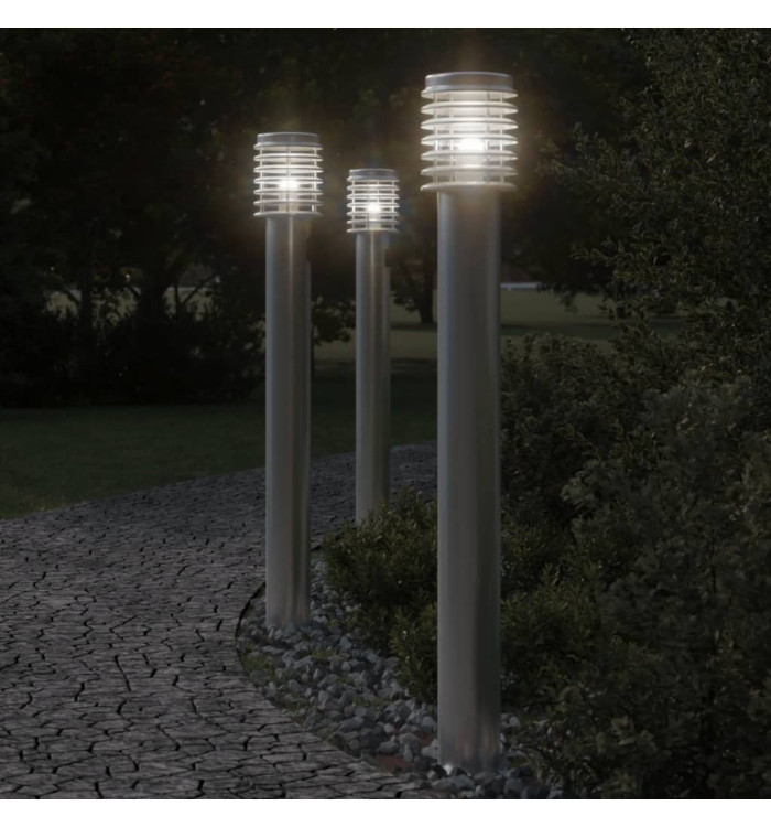 Lampadaire d'extérieur argenté 110 cm acier inoxydable | Mobilier & Déco