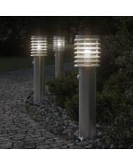 Lampadaire d'extérieur avec capteur argenté acier inoxydable | Mobilier & Déco