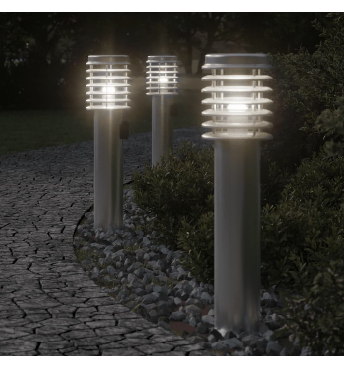 Lampadaire d'extérieur et sortie argenté 60 cm acier inoxydable | Mobilier & Déco