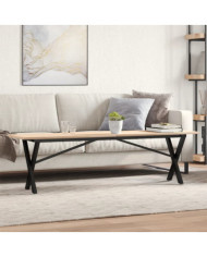 Table basse cadre en X 160x40x45 cm bois de pin massif et acier | Mobilier & Déco