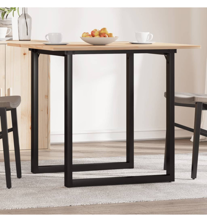 Table à manger cadre en O 80x80x75 cm bois de pin massif acier | Mobilier & Déco