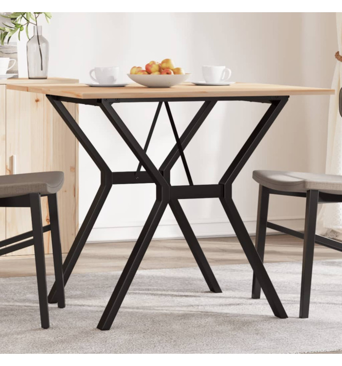 Table à manger cadre en Y 80x80x75 cm bois de pin massif acier | Mobilier & Déco