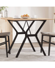 Table à manger cadre en Y 80x80x75 cm bois de pin massif acier | Mobilier & Déco