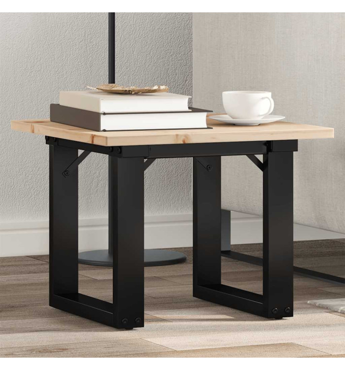 Table basse cadre en O 50x50x35 cm bois de pin massif et acier | Mobilier & Déco