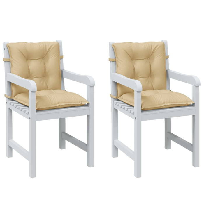 Coussins de chaise à dossier bas lot de 2 beige mélangé tissu | Mobilier & Déco