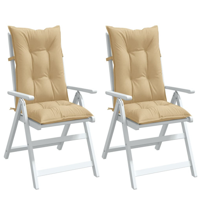 Coussins de chaise à dossier haut lot de 2 beige mélangé tissu | Mobilier & Déco