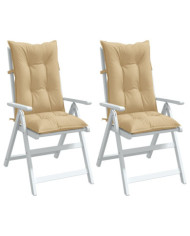 Coussins de chaise à dossier haut lot de 2 beige mélangé tissu | Mobilier & Déco