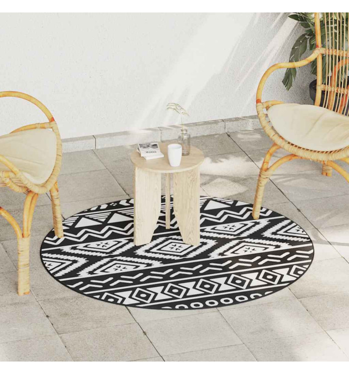 Tapis d'extérieur ARAKIL noir Ø120 cm PP | Mobilier & Déco