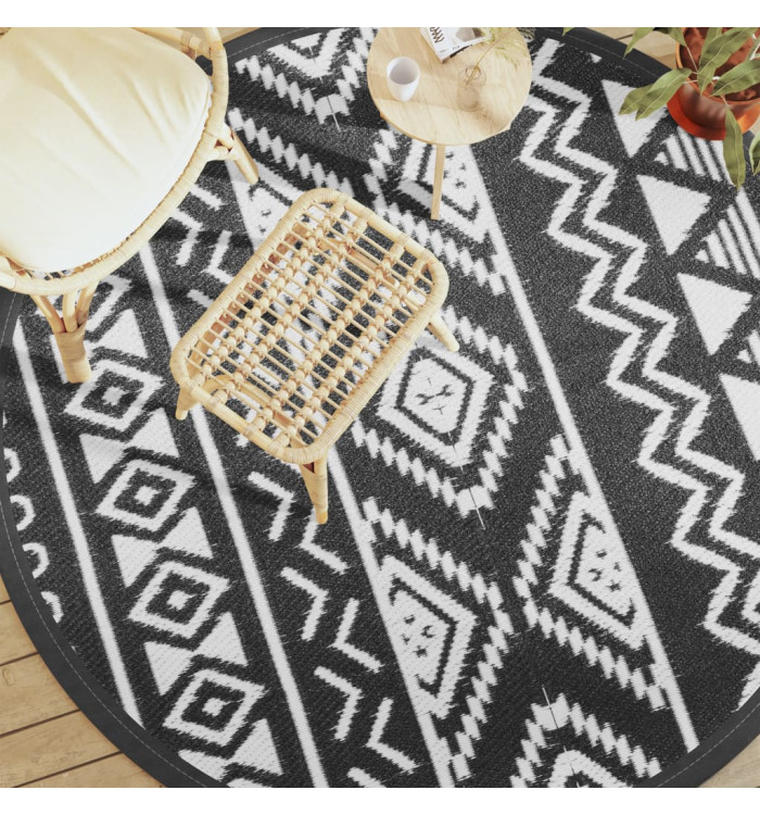 Tapis d'extérieur ARAKIL noir Ø200 cm PP | Mobilier & Déco