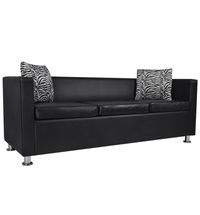 Canapé à 3 places similicuir noir | Mobilier & Déco