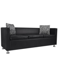 Canapé à 3 places similicuir noir | Mobilier & Déco