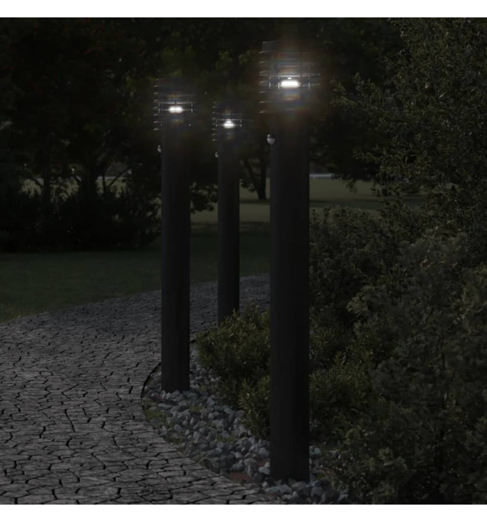 Lampadaire d'extérieur avec capteur noir 110cm acier inoxydable | Mobilier & Déco