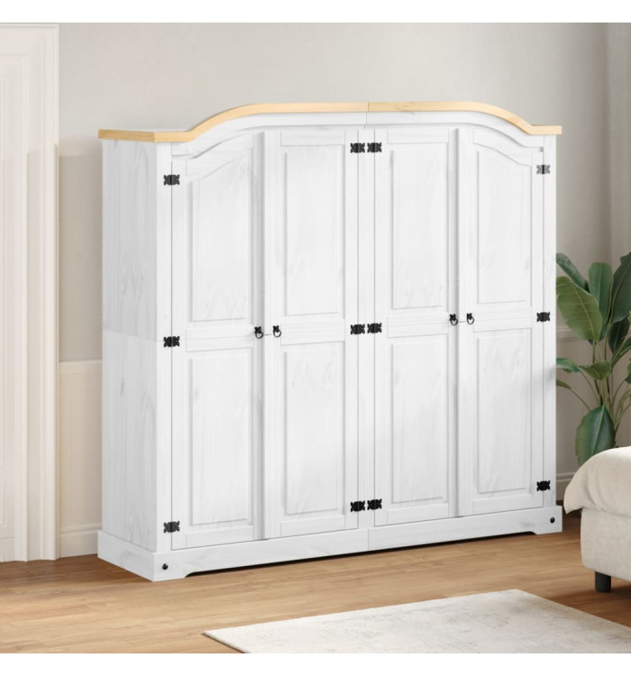 Garde-robe Corona blanc 194x52x186 cm bois de pin massif | Mobilier & Déco