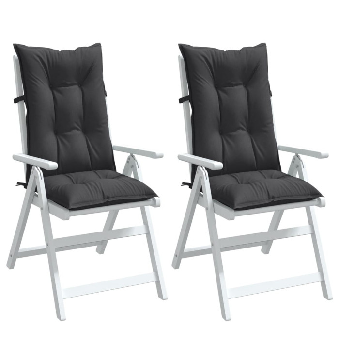 Coussins de chaise à dossier haut lot de 2 anthracite mélangé | Mobilier & Déco