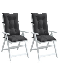 Coussins de chaise à dossier haut lot de 2 anthracite mélangé | Mobilier & Déco