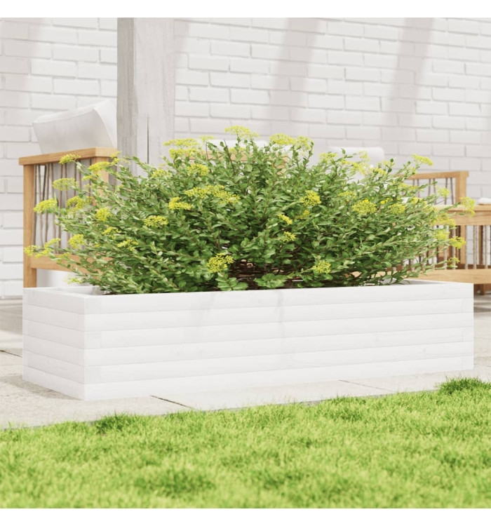Jardinière blanc 110x40x23 cm bois de pin massif | Mobilier & Déco