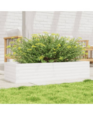 Jardinière blanc 110x40x23 cm bois de pin massif | Mobilier & Déco