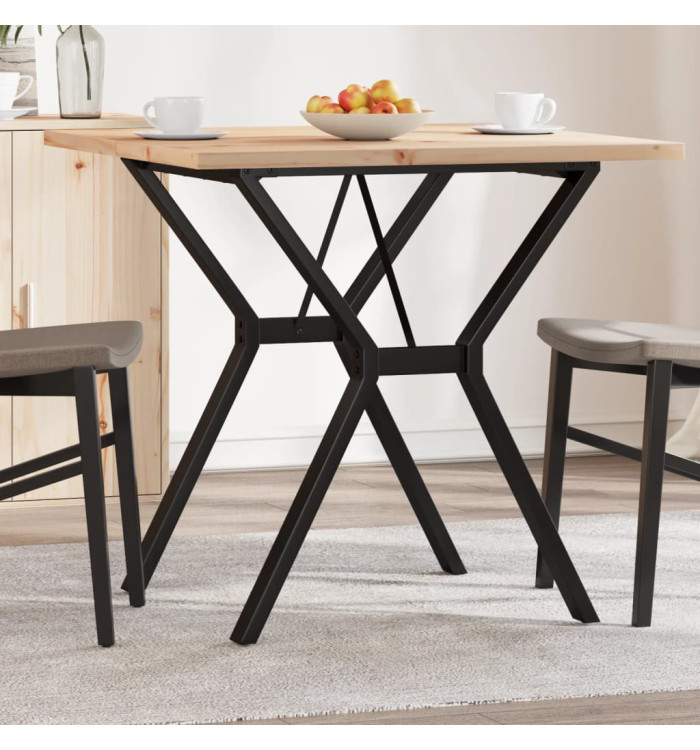Table à manger cadre en Y 80x80x75,5cm bois de pin massif acier | Mobilier & Déco