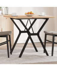 Table à manger cadre en Y 80x80x75,5cm bois de pin massif acier | Mobilier & Déco