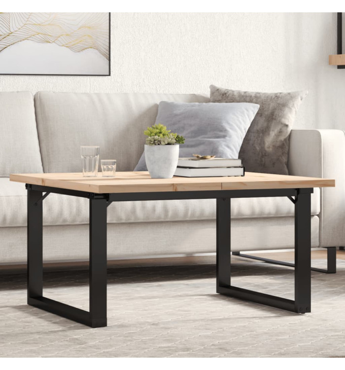 Table basse cadre en O 80x80x45,5cm bois de pin massif et acier | Mobilier & Déco