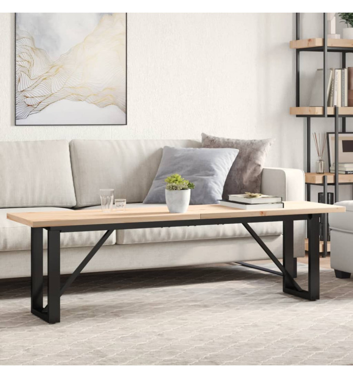 Table basse cadre en O 160x40x45,5 cm bois de pin massif acier | Mobilier & Déco