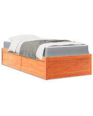 Lit avec matelas cire marron 90x190 cm bois massif de pin | Mobilier & Déco