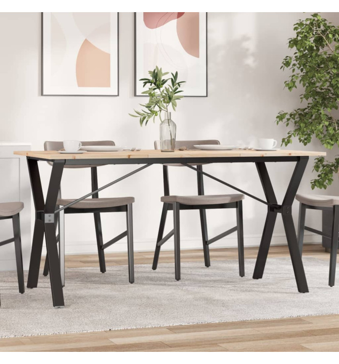 Table à manger cadre en Y 140x80x75 cm bois de pin massif acier | Mobilier & Déco