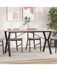 Table à manger cadre en Y 140x80x75 cm bois de pin massif acier | Mobilier & Déco