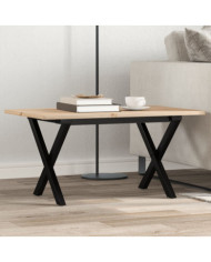 Table basse cadre en X 80x50x40 cm bois de pin massif et acier | Mobilier & Déco