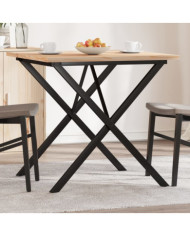 Table à manger cadre en X 90x90x75,5cm bois de pin massif acier | Mobilier & Déco