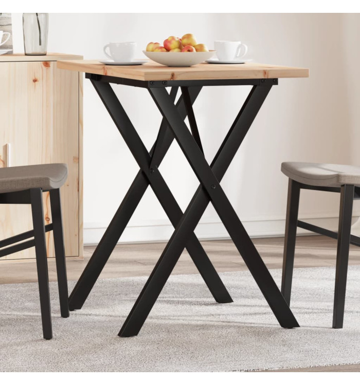 Table à manger cadre en X 80x50x75,5cm bois de pin massif acier | Mobilier & Déco
