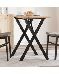 Table à manger cadre en X 80x50x75,5cm bois de pin massif acier | Mobilier & Déco
