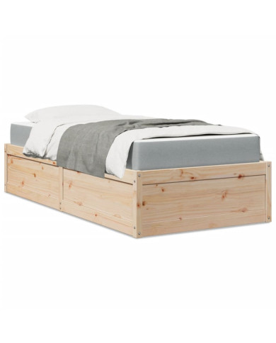 Lit avec matelas 90x200 cm bois massif de pin | Mobilier & Déco