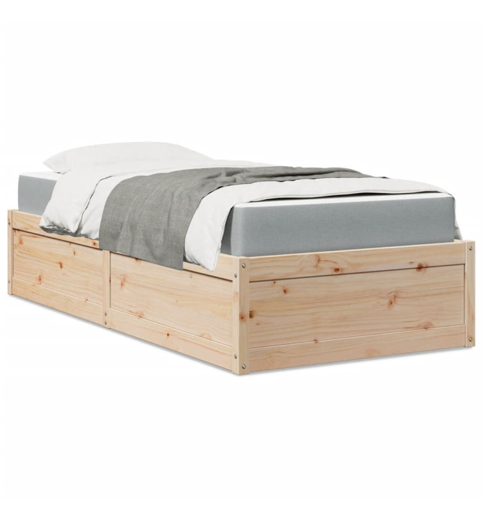 Lit avec matelas 90x200 cm bois massif de pin | Mobilier & Déco
