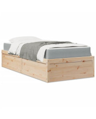 Lit avec matelas 90x200 cm bois massif de pin | Mobilier & Déco