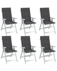 Coussins de chaise à dossier haut lot de 6 anthracite mélangé | Mobilier & Déco