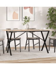 Table à manger cadre en X 160x80x75 cm bois de pin massif acier | Mobilier & Déco