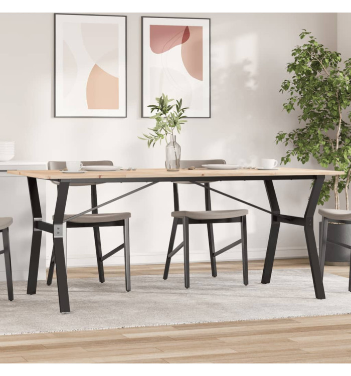 Table à manger cadre en Y 180x90x75 cm bois de pin massif acier | Mobilier & Déco