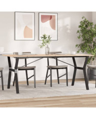 Table à manger cadre en Y 180x90x75 cm bois de pin massif acier | Mobilier & Déco