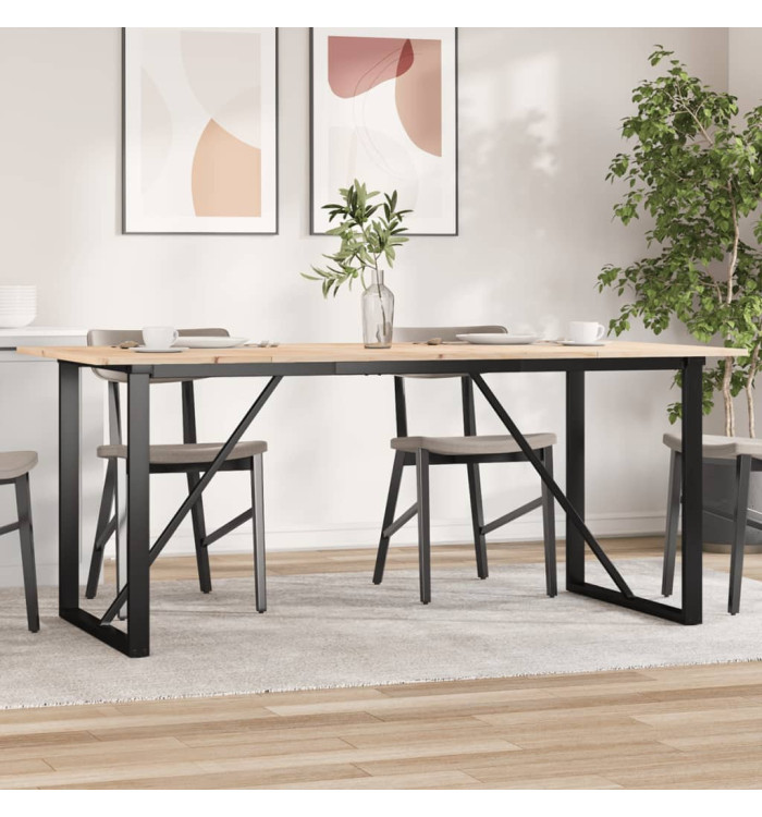 Table à manger cadre en O 180x90x75 cm bois de pin massif acier | Mobilier & Déco